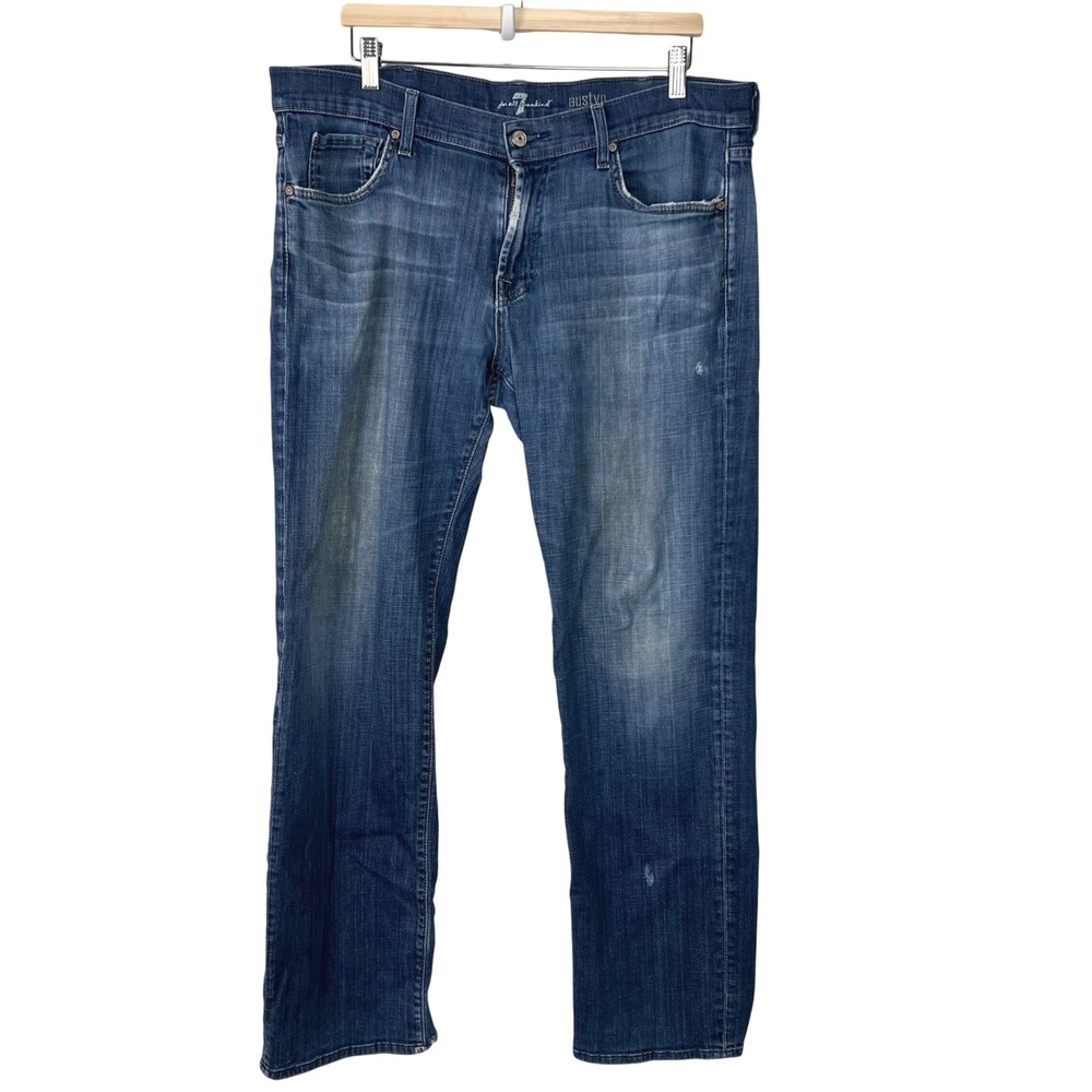 7 For All Mankind Austyn Relaxed Straight Leg Jeans Mens 38 x 32 Distressed